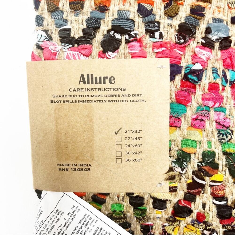 Allure Artisan Handcrafted Burlap Bright Multi-color Rag Rug - Picture 3 of 9